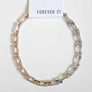 NWT Two-Tone Chain Necklace Gold Silver Adjustable Trendy Chic Teen Modern Gifts